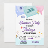 スリーポバーパジャマパーティー誕生日招待状 招待状 (正面/裏面)