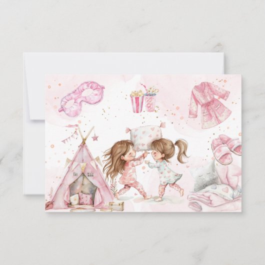 スリーポバーパジャマ子供の誕生日パーティー サンキューカード (裏面)