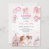 スリーポバーパジャマ子供の誕生日パーティー 招待状 (正面)