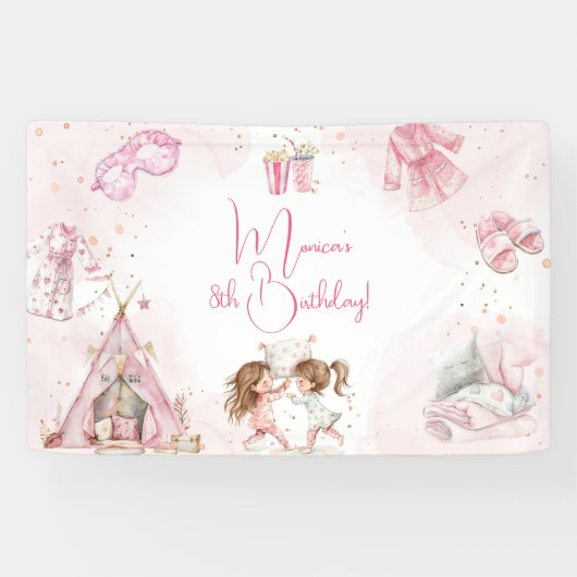 スリーポバーパジャマ子供の誕生日パーティー 横断幕 (横)