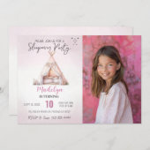 スリーポバーフォトボホテペスランバーパーティー誕生日 招待状 (正面/裏面)