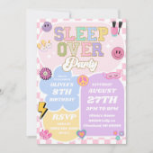 スリーポバー名門私立校風のバーシティパッチ誕生日パーティー 招待状 (正面)