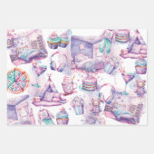 スリーポバー誕生日パステルカラフル ラッピングペーパーシート (正面)