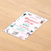 スリーポバー誕生日パンパーパーティー誕生日 アクリル招待状 (レイダウン)