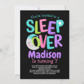 スリーポーバーパジャマパーティー誕生日 招待状 (正面)