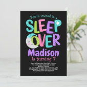 スリーポーバーパジャマパーティー誕生日 招待状 (スタンド正面)