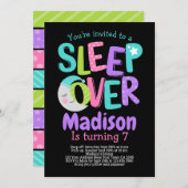 スリーポーバーパジャマパーティー誕生日 招待状 (正面/裏面)