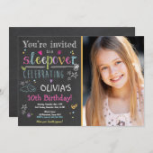 スリーポーバー招待状スランバーパーティーパジャマズガール 招待状 (正面/裏面)