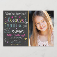 スリーポーバー招待状スランバーパーティーパジャマズガール