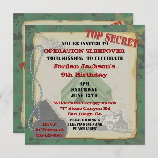 スリーポ素朴ーバーパーティの招待状 招待状 (正面/裏面)