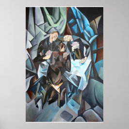 スリーメンズトランプ幾何学芸術アフターロックル ポスター