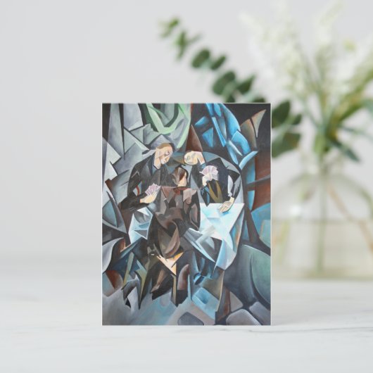 スリーメンズトランプ幾何学芸術アフターロックル ポストカード (スタンド正面)