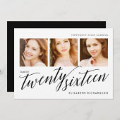 スリーモダンフォト卒業パーティー招待状 招待状 (正面/裏面)