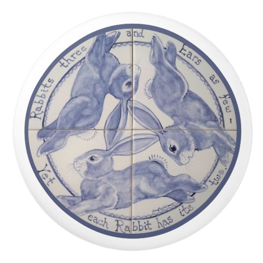 スリーユニークハーレズラビッツ共有イヤーメディアムブルー セラミックノブ (正面)