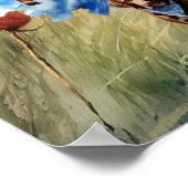 スリーライトハウスコースタル女性のカーボーイドッグウォーカー ポスター (角)