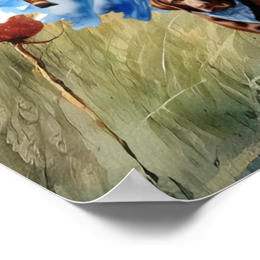 スリーライトハウスコースタル女性のカーボーイドッグウォーカー ポスター (角)