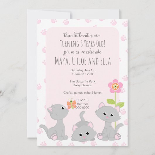 スリーリトルキテンス招待状 招待状 (正面)