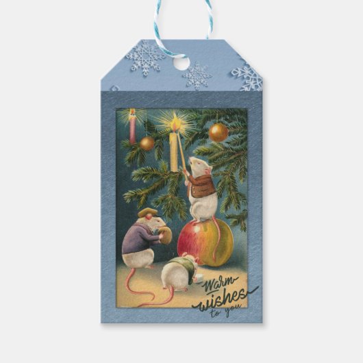 スリーリトルネズミツ飾リーホリデーギフトラベル ギフトタグ (正面)