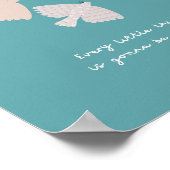 スリーリトルバーズソングティール（緑がかった色）ベッドルームアートプリント ポスター (角)