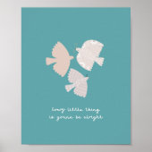 スリーリトルバーズソングティール（緑がかった色）ベッドルームアートプリント ポスター (正面)