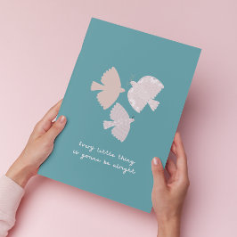 スリーリトルバーズソングティール（緑がかった色）ベッドルームアートプリント ポスター