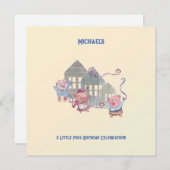 スリーリトルピッグカスタム誕生祝い 招待状 (正面/裏面)