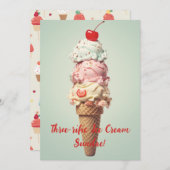 スリーリフィックアイスクリームサンデー誕生日カード 招待状 (正面/裏面)