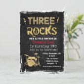 スリーロックス ロックスター ドラムセット 3歳の誕生日 招待状 (スタンド正面)