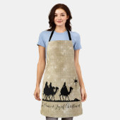 スリーワイズメンシルエットブラック/金ゴールドID424 エプロン (着用した状態)