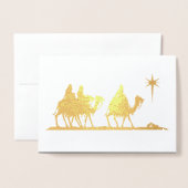 スリーワイズメンシルエット金ゴールドID424 箔カード (封筒付き正面)