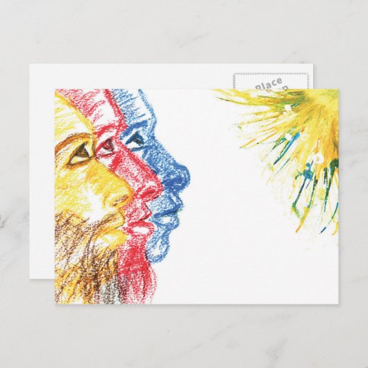 スリーワイズメンズアンドスター抽象芸術アートクリスマスデザイン シーズンポストカード (正面/裏面)