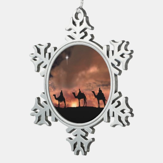 スリーワイズメンプタースノーフレークオーナメント スノーフレークピューターオーナメント (右)