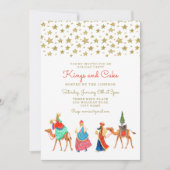 スリーワイズメン金ゴールドグリッタースタークリスマスパーティー 招待状 (正面)