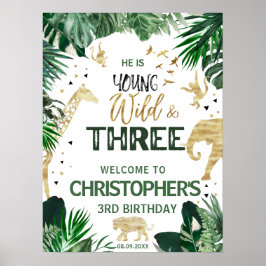 スリーワイルドジャングル子供の誕生日パーティーへようこそ ポスター