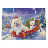 スリー雪のクリスマスにアメリカのエスキモ ラージペーパーバッグ (正面)