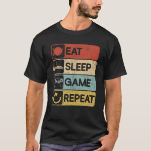 スリー食べプゲームを繰り返すゲームをテーマにした誕生日パーティー Tシャツ