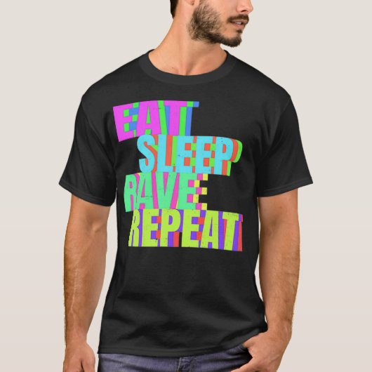 スリー食べプリピートデザインEdm Rave Pullover Tシャツ (正面)