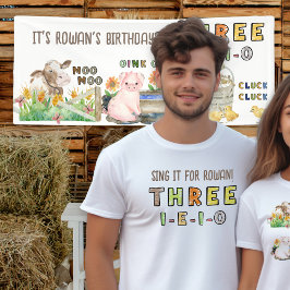 スリー・アイ・イー・アイ・オー 3歳の誕生日 ファームテーマ 両親 Tシャツ