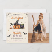 スリー・スピリット・ハロウィーン・ゴースト 3歳の誕生日写真 招待状 (正面)