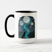 スリー・ムーン・ウルフ・オーロラ - ミスティック・ナイト・スカイ