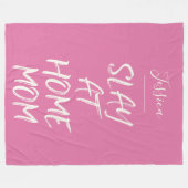 スレイアットホームマおもしろいムネパーソナライズされたームピンク フリースブランケット (正面(横))