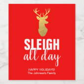 スレイフルデイクリスマスワインラベル |赤と金ゴールド ワインラベル (シングルラベル)