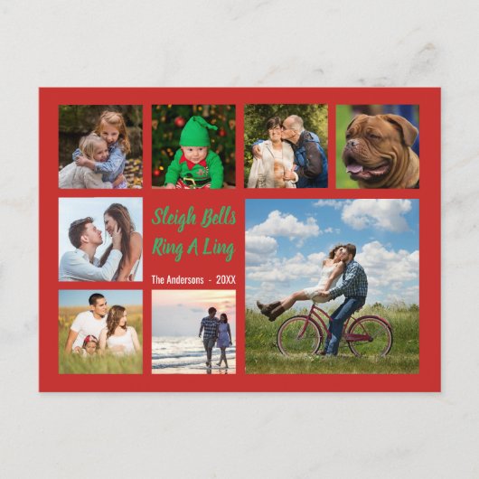 スレイベルリングや輪8ファミリーフォトコラージュ シーズンポストカード (正面)