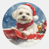 スレッジのコトン・ド・テュレア「Let it Snow」クリスマス ラウンドシール (正面)
