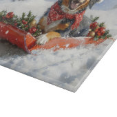 スレッジクリスマスのブルーティック犬 カッティングボード (角)