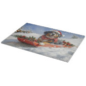 スレッジクリスマスのブルーティック犬 カッティングボード (角)