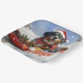 スレッジクリスマスのブルーティック犬 ペーパープレート (傾斜あり)