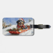 スレッジクリスマスのブルーティック犬 ラゲッジタグ (裏面横)