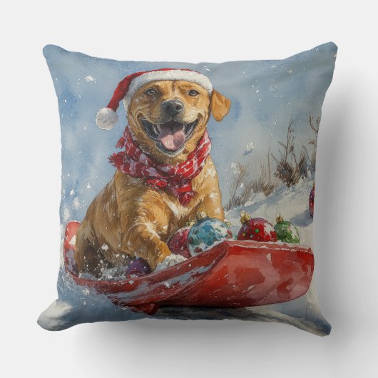 スレッジクリスマスのローデシアンのリッジバックドッグ クッション (正面)