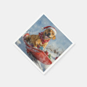 スレッジクリスマスのローデシアンのリッジバックドッグ スタンダードカクテルナプキン (角)